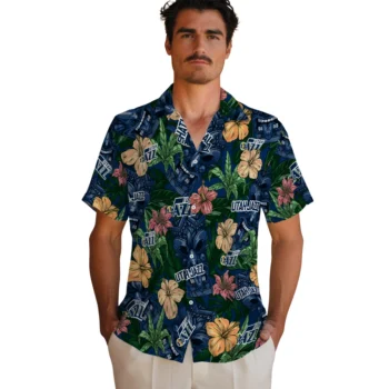utah jazz tiki jungle navy hawaiian shirts fashion forward
