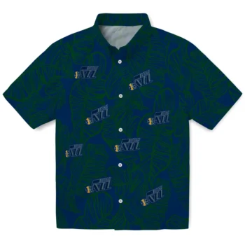 utah jazz leaf outline navy hawaiian shirts best selling