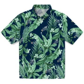 utah jazz palm leaves navy hawaiian shirts best selling