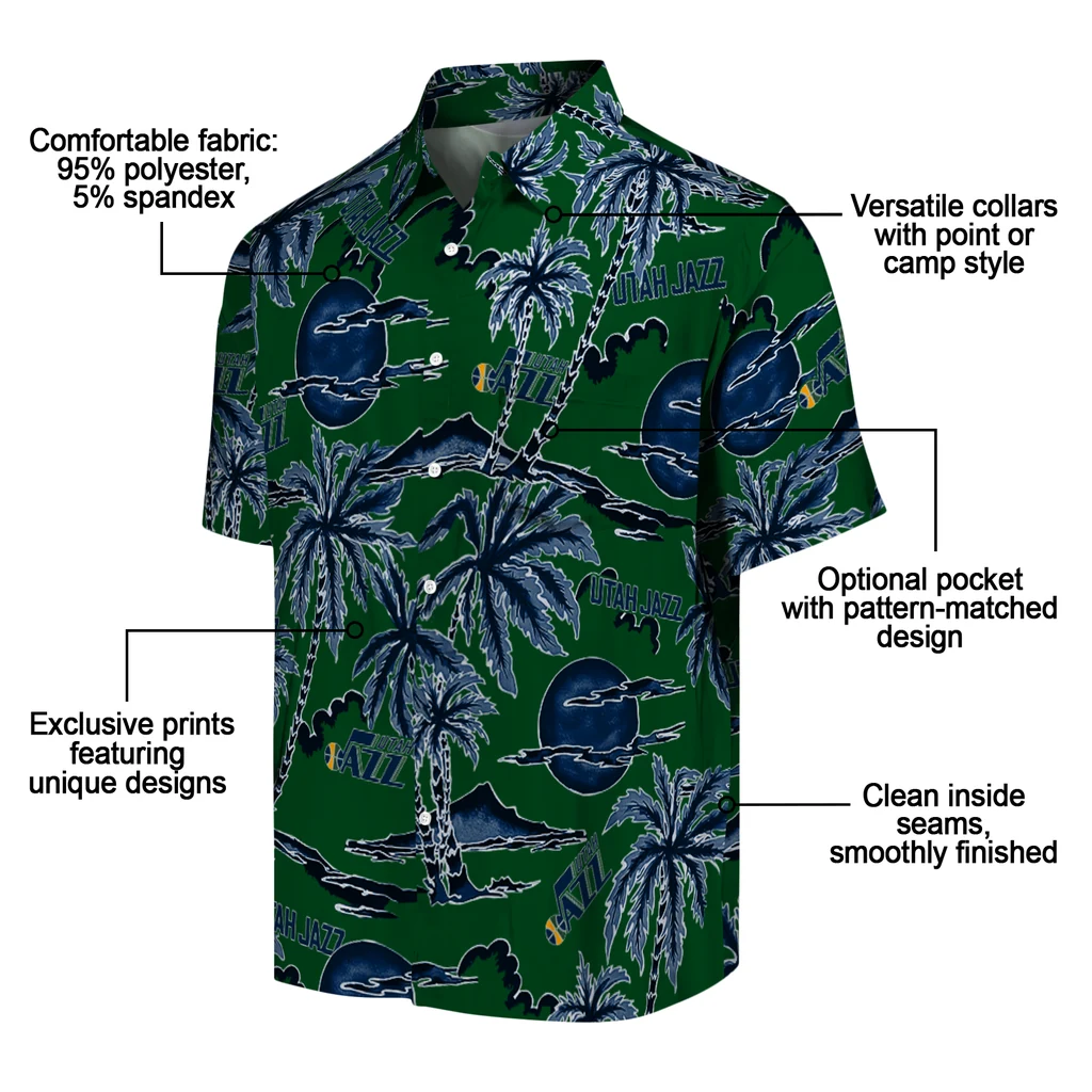 Utah Jazz Hawaiian Shirt - Palm Sunset utah jazz palm sunset hawaiian shirts new arrival