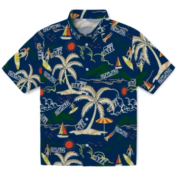 utah jazz palm tree island navy hawaiian shirts best selling
