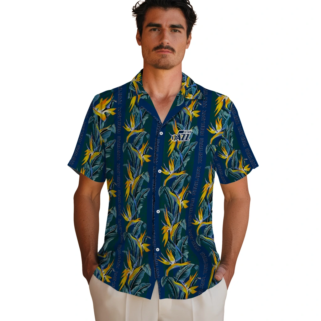 Utah Jazz Hawaiian Shirt - Paradise Vines utah jazz paradise vines navy hawaiian shirts fashion forward