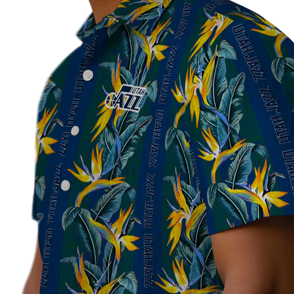 Utah Jazz Hawaiian Shirt - Paradise Vines utah jazz paradise vines navy hawaiian shirts trendy
