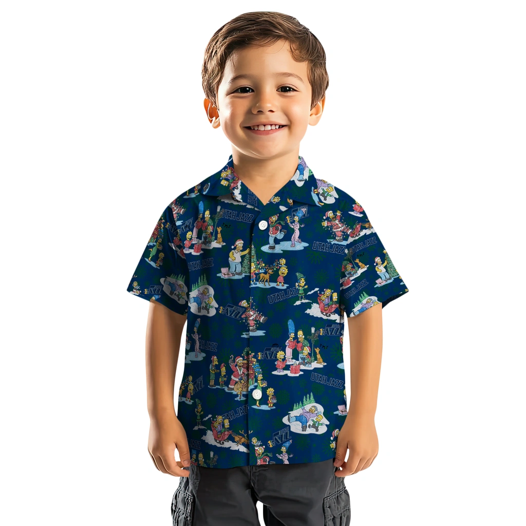 Utah Jazz Hawaiian Shirt - Simpsons Christmas utah jazz simpsons christmas navy hawaiian shirts top rated