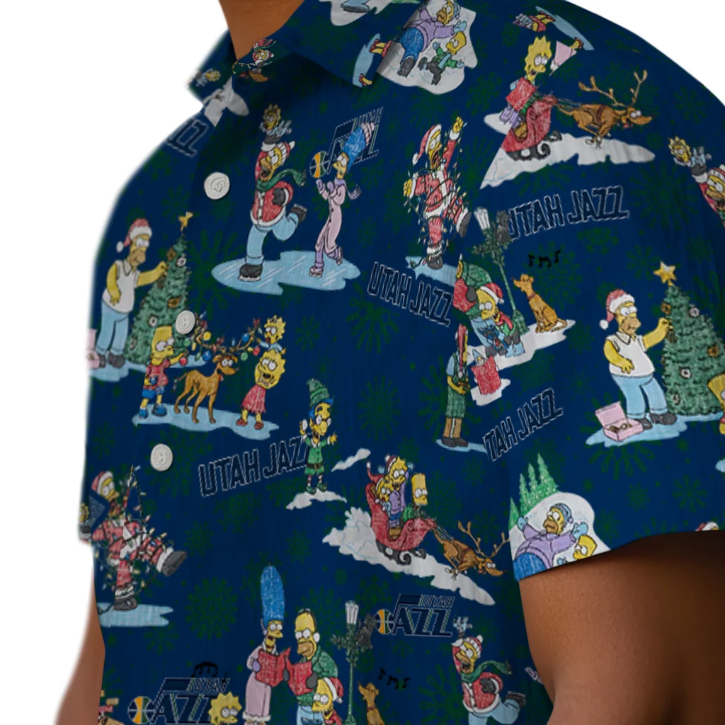 Utah Jazz Hawaiian Shirt - Simpsons Christmas utah jazz simpsons christmas navy hawaiian shirts trendy