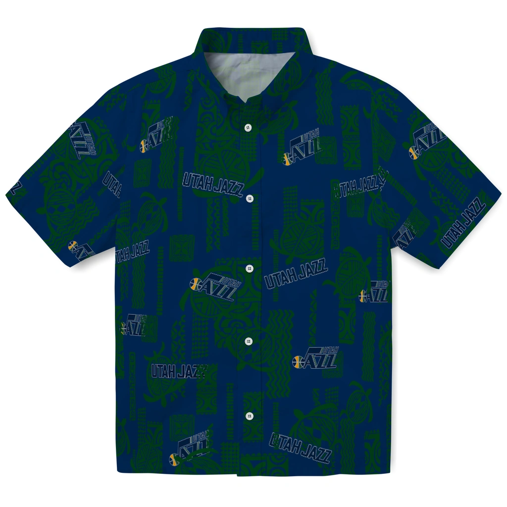 Utah Jazz Hawaiian Shirt - Turtle Lines utah jazz turtle lines navy hawaiian shirts best selling