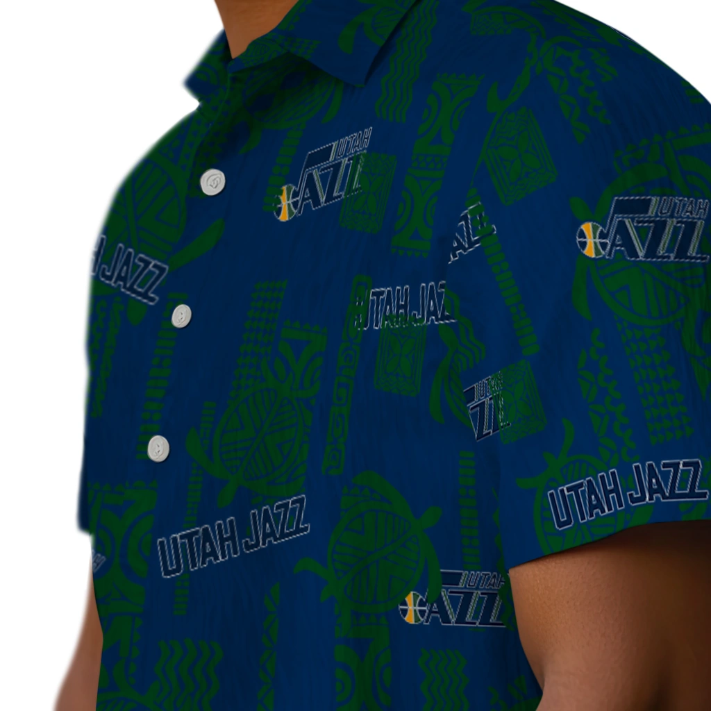 Utah Jazz Hawaiian Shirt - Turtle Lines utah jazz turtle lines navy hawaiian shirts trendy