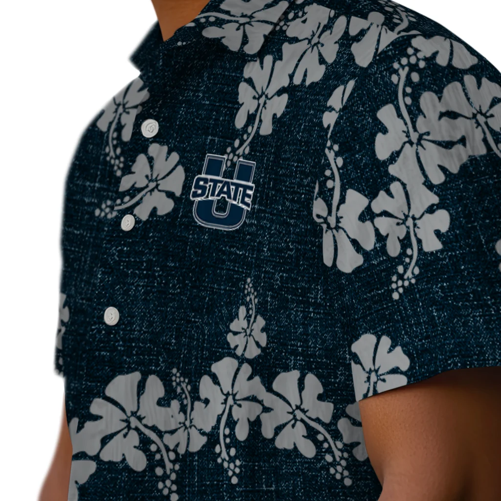 Utah State Aggies Hawaiian Shirt - 50th State Flower utah state aggies hibiscus petals navy hawaiian shirts trendy