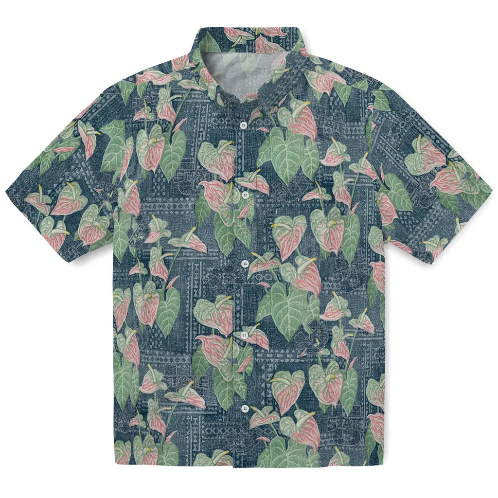 Utah State Aggies Hawaiian Shirt - Anthurium Overlay utah state aggies anthurium overlay navy hawaiian shirts best selling