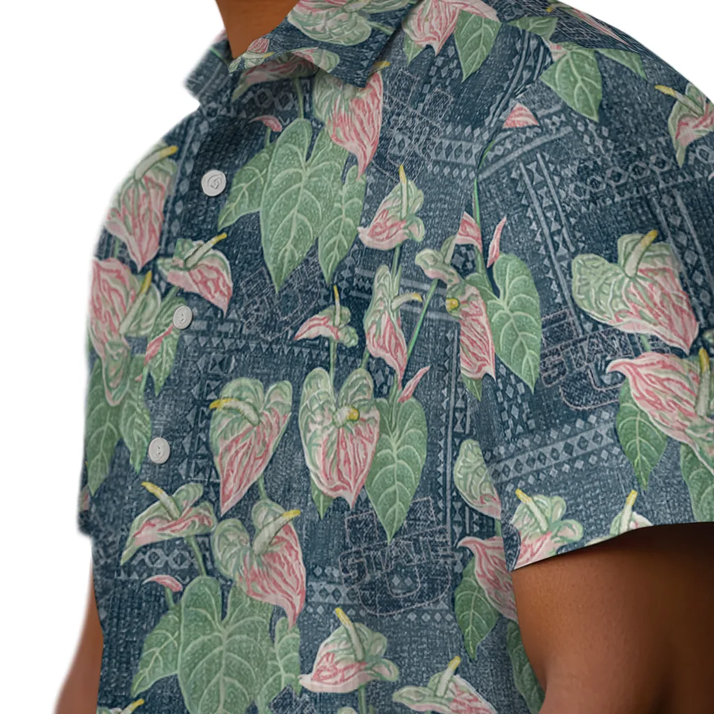 Utah State Aggies Hawaiian Shirt - Anthurium Overlay utah state aggies anthurium overlay navy hawaiian shirts trendy