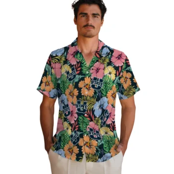utah state aggies brilliant hibiscus garden hawaiian shirts fashion forward