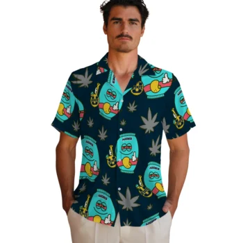 utah state aggies bong smile navy hawaiian shirts fashion forward