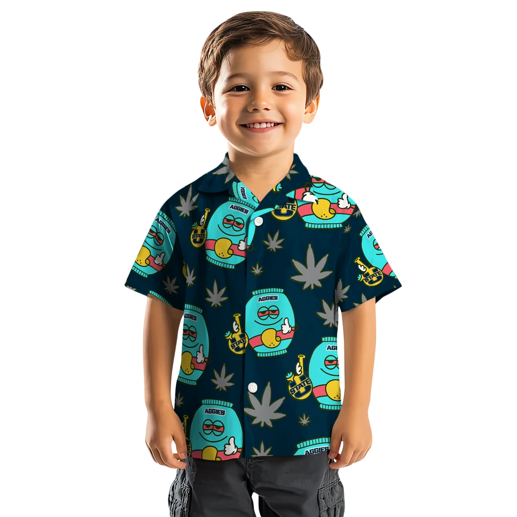 Utah State Aggies Hawaiian Shirt - Chill Vibe utah state aggies bong smile navy hawaiian shirts top rated