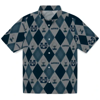 utah state aggies balloon plaid navy hawaiian shirts best selling
