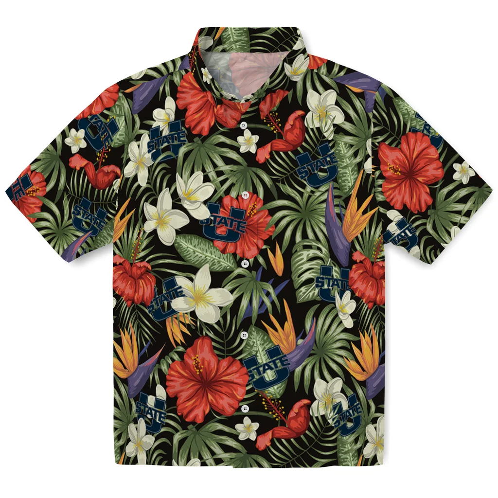Utah State Aggies Hawaiian Shirt - Hawaii Floral Hibiscus utah state aggies hibiscus bird hawaiian shirts best selling