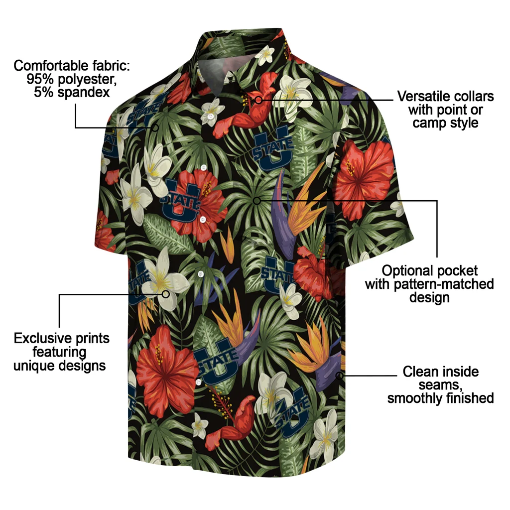 Utah State Aggies Hawaiian Shirt - Hawaii Floral Hibiscus utah state aggies hibiscus bird hawaiian shirts new arrival