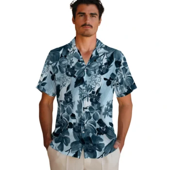 utah state aggies hibiscus arrangement navy hawaiian shirts fashion forward