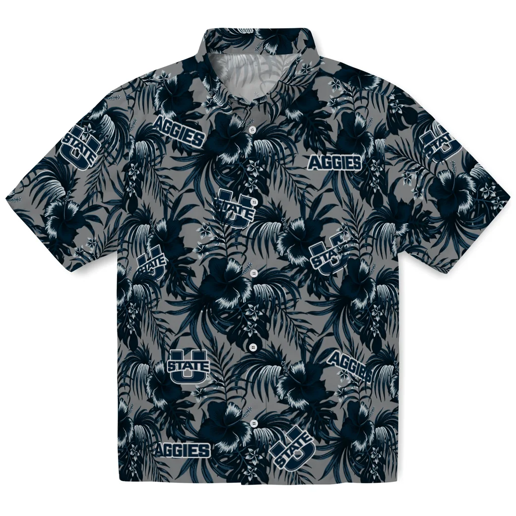 Utah State Aggies Hawaiian Shirt - Hibiscus Exotic utah state aggies hibiscus exotic navy hawaiian shirts best selling