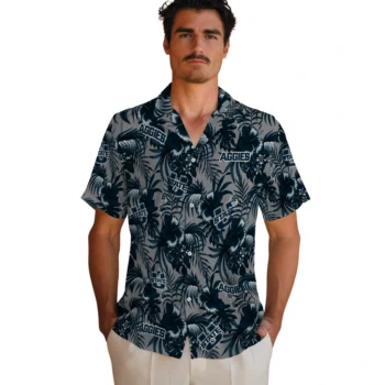 utah state aggies hibiscus exotic navy hawaiian shirts fashion forward