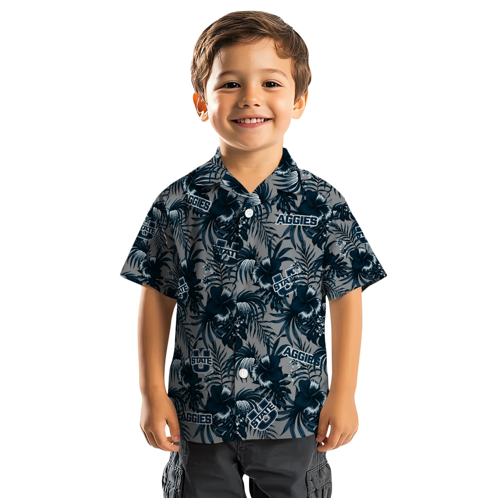 Utah State Aggies Hawaiian Shirt - Hibiscus Exotic utah state aggies hibiscus exotic navy hawaiian shirts top rated
