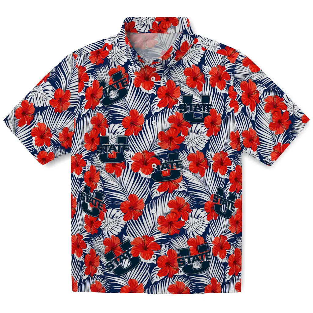 Utah State Aggies Hawaiian Shirt - Hibiscus Fiesta utah state aggies hibiscus fiesta red royal blue hawaiian shirts best selling