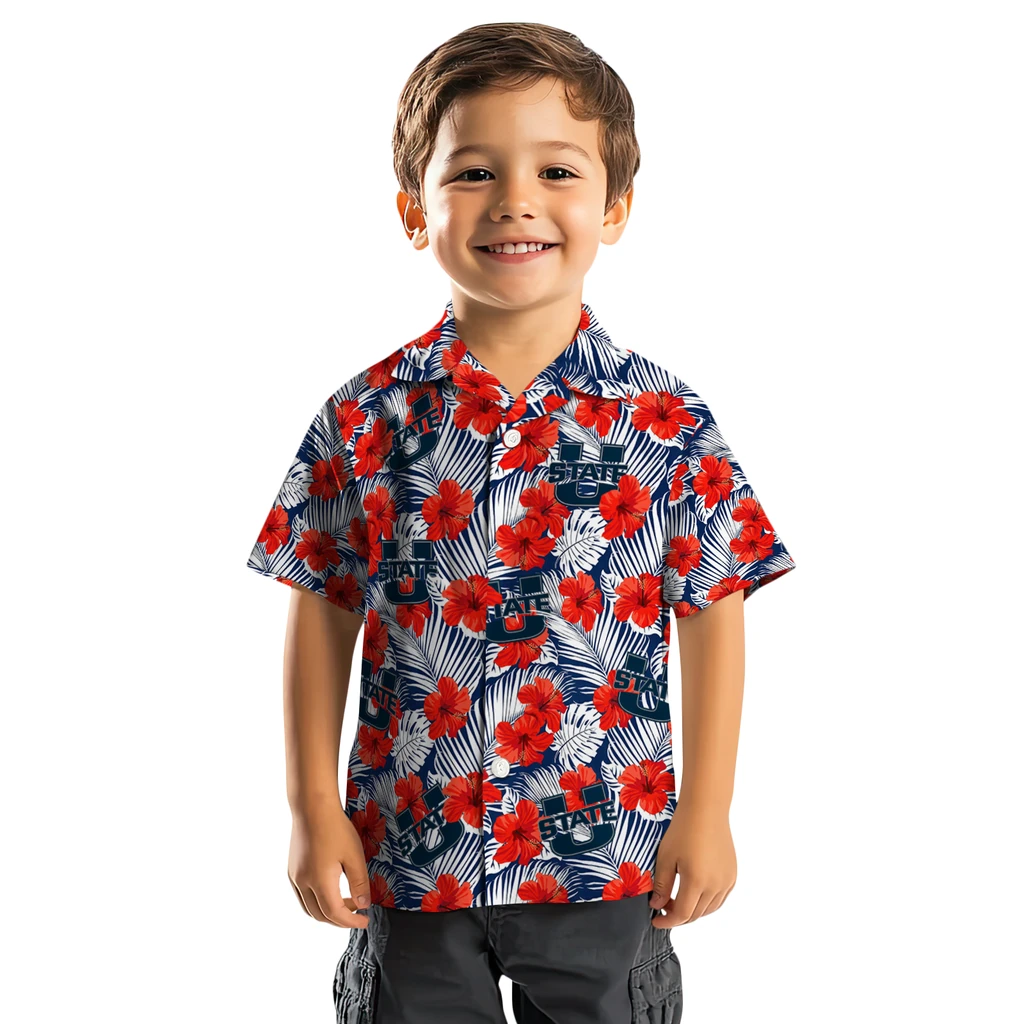 Utah State Aggies Hawaiian Shirt - Hibiscus Fiesta utah state aggies hibiscus fiesta red royal blue hawaiian shirts top rated