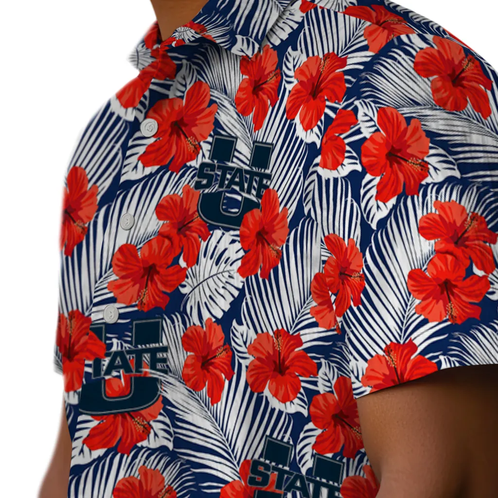 Utah State Aggies Hawaiian Shirt - Hibiscus Fiesta utah state aggies hibiscus fiesta red royal blue hawaiian shirts trendy