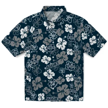 utah state aggies hibiscus bloom navy hawaiian shirts best selling