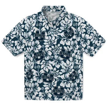 utah state aggies hibiscus motif navy white hawaiian shirts best selling
