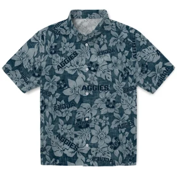 utah state aggies hibiscus oasis navy hawaiian shirts best selling