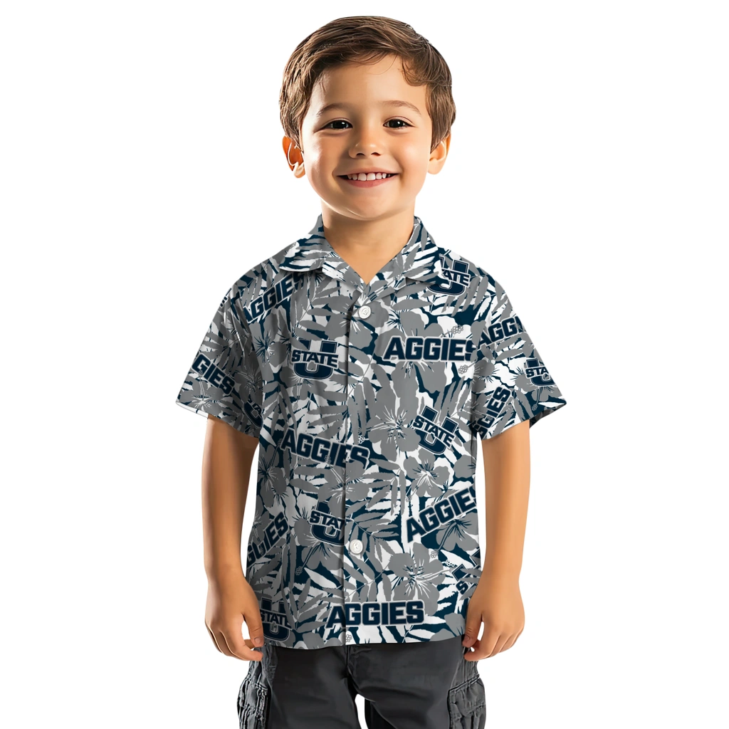 Utah State Aggies Hawaiian Shirt - Hibiscus Overlay utah state aggies hibiscus overlay hawaiian shirts top rated