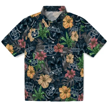 utah state aggies tiki jungle navy hawaiian shirts best selling