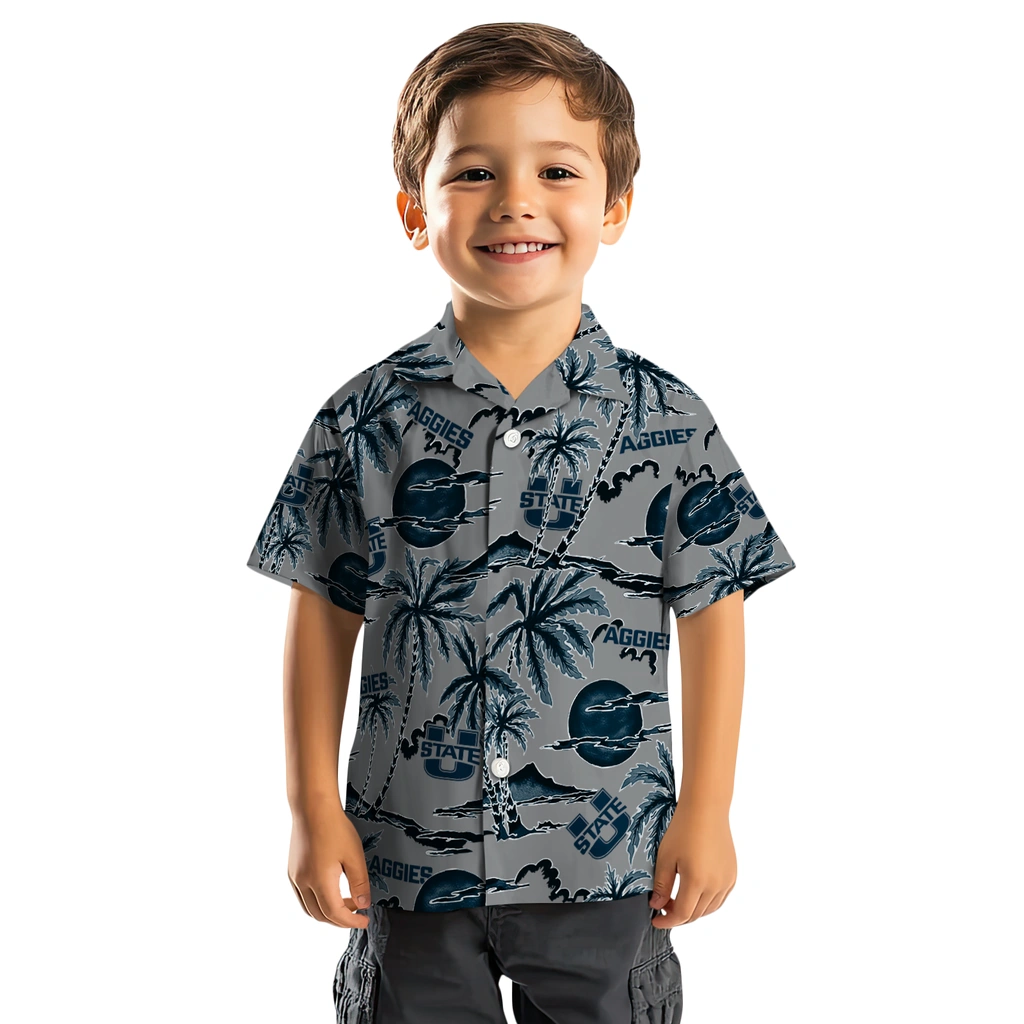 Utah State Aggies Hawaiian Shirt - Palm Sunset utah state aggies palm sunset hawaiian shirts top rated