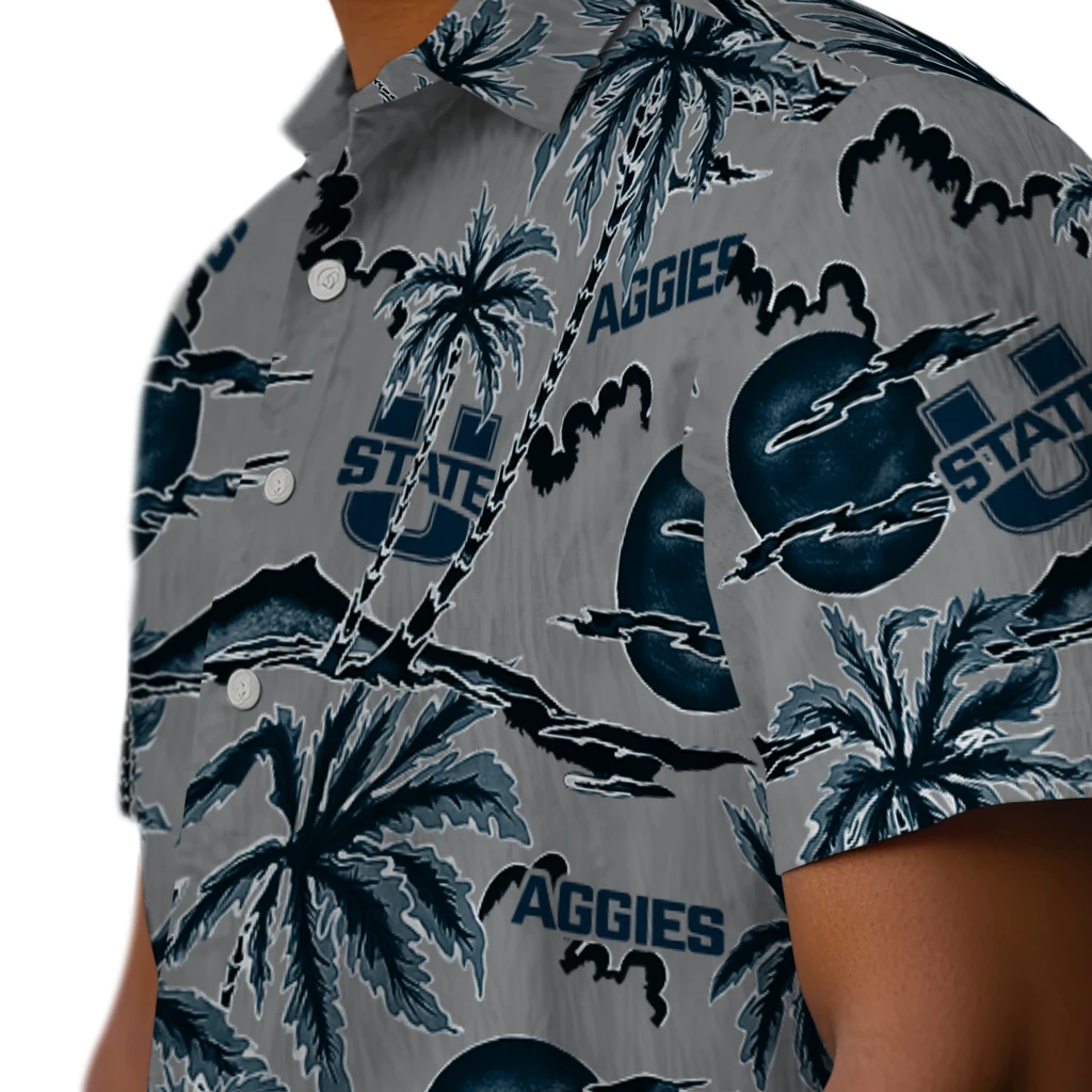 Utah State Aggies Hawaiian Shirt - Palm Sunset utah state aggies palm sunset hawaiian shirts trendy