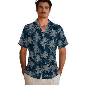 utah state aggies palm grove navy hawaiian shirts fashion forward