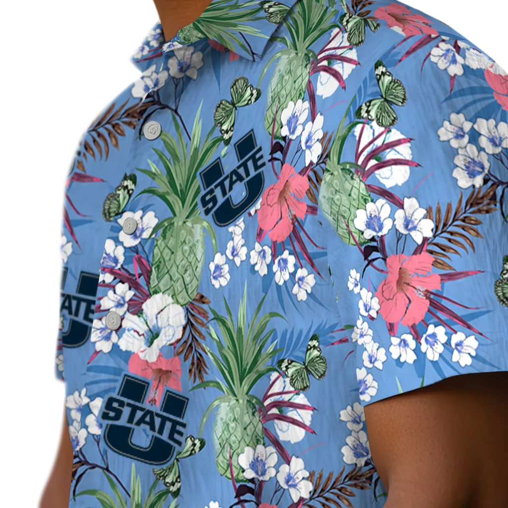 Utah State Aggies Hawaiian Shirt - Pineapple Bouquet utah state aggies pineapple bouquet best sky blue hawaiian shirts trendy