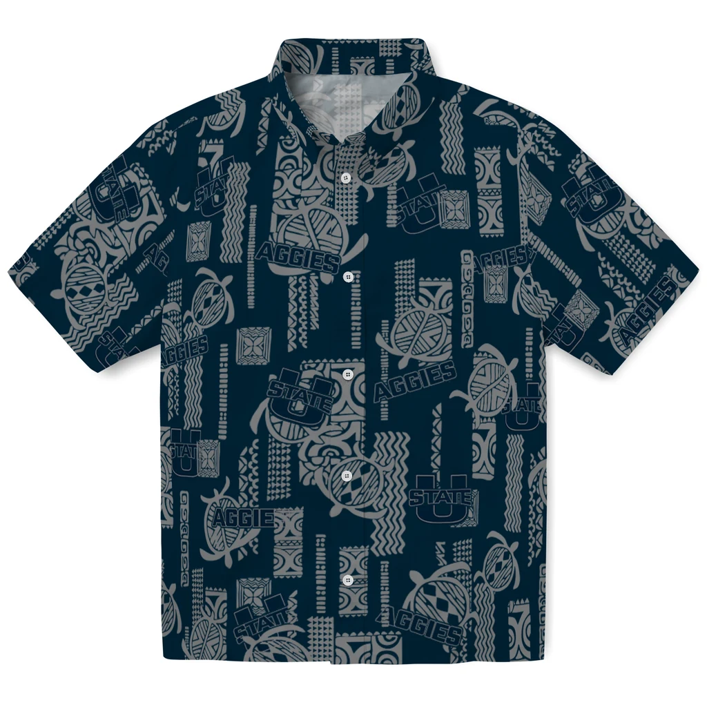 Utah State Aggies Hawaiian Shirt - Turtle Lines utah state aggies turtle lines navy hawaiian shirts best selling