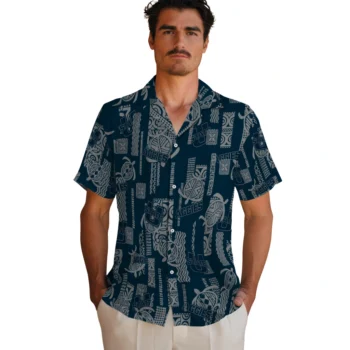 utah state aggies turtle lines navy hawaiian shirts fashion forward