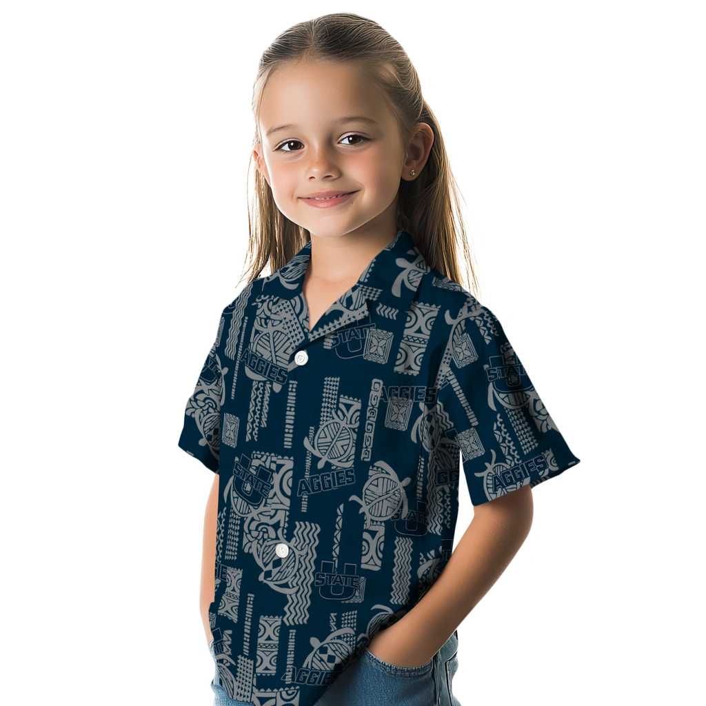 Utah State Aggies Hawaiian Shirt - Turtle Lines utah state aggies turtle lines navy hawaiian shirts premium grade