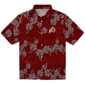 utah utes hibiscus petals red hawaiian shirts best selling