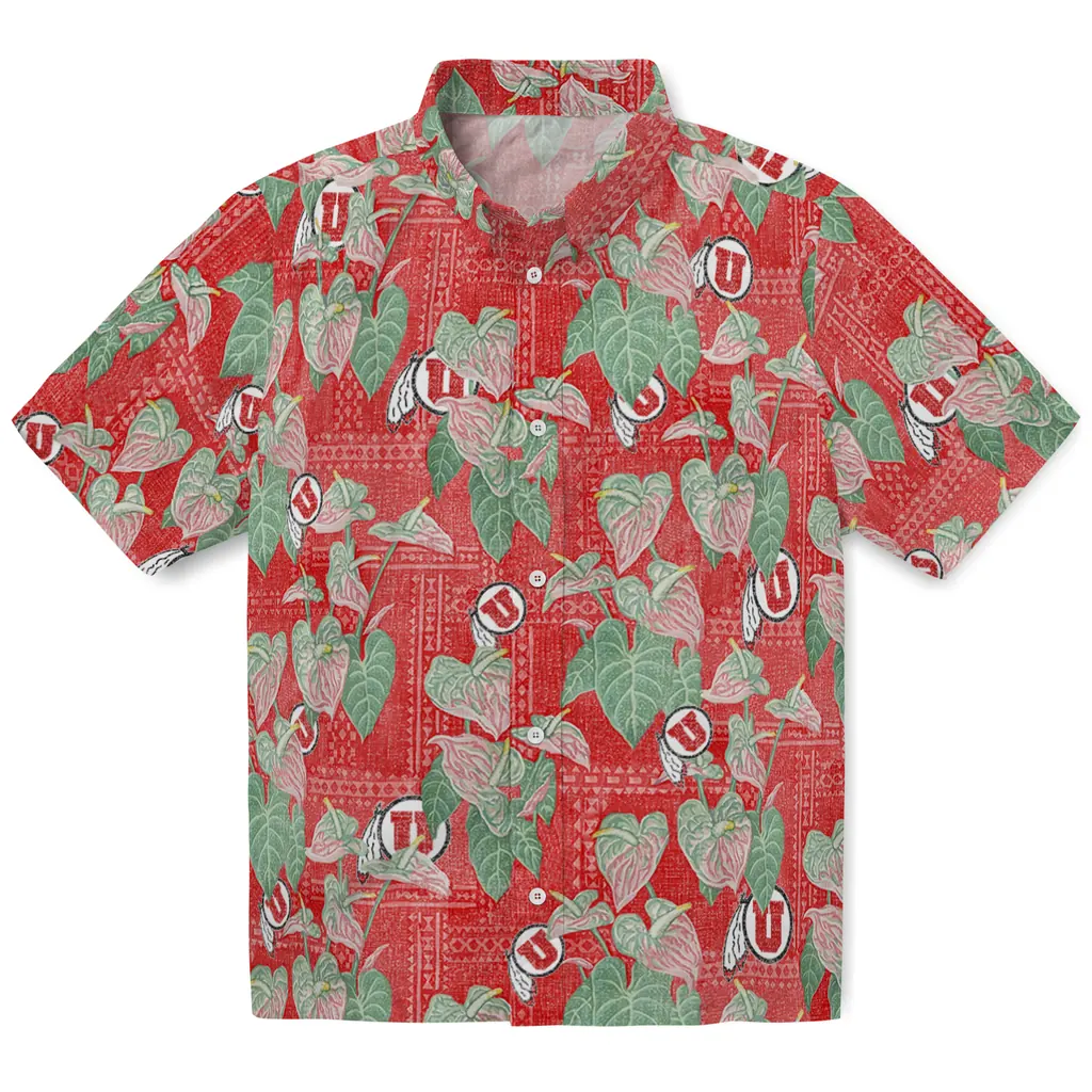 Utah Utes Hawaiian Shirt - Anthurium Overlay utah utes anthurium overlay red hawaiian shirts best selling