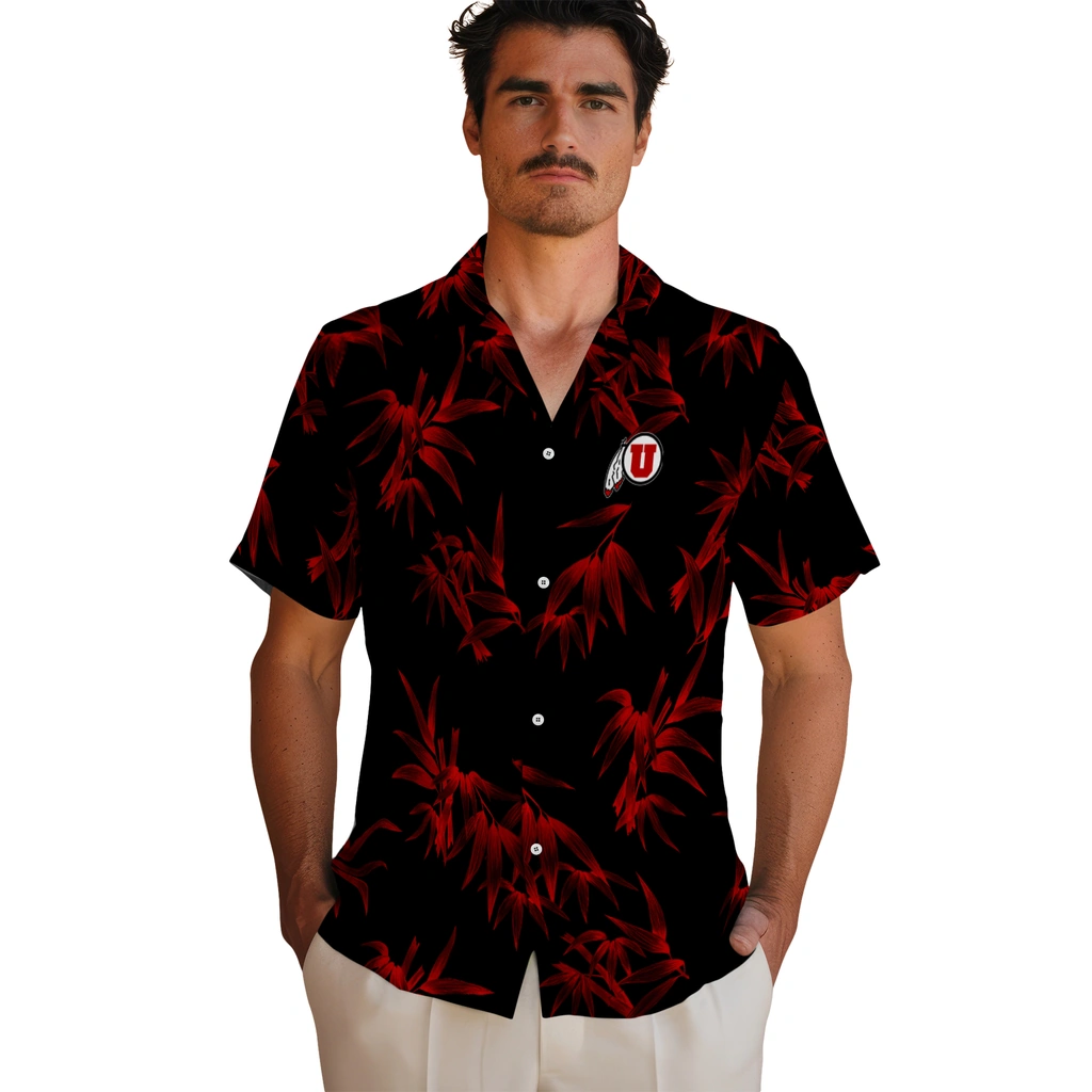Utah Utes Hawaiian Shirt - Bamboo Branches utah utes bamboo branches red black hawaiian shirts fashion forward
