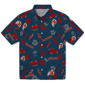 utah utes beach vibe navy hawaiian shirts best selling