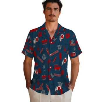 utah utes beach vibe navy hawaiian shirts fashion forward