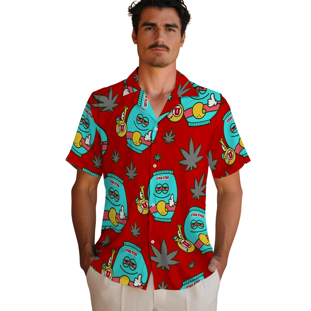Utah Utes Hawaiian Shirt - Chill Vibe utah utes bong smile red hawaiian shirts fashion forward