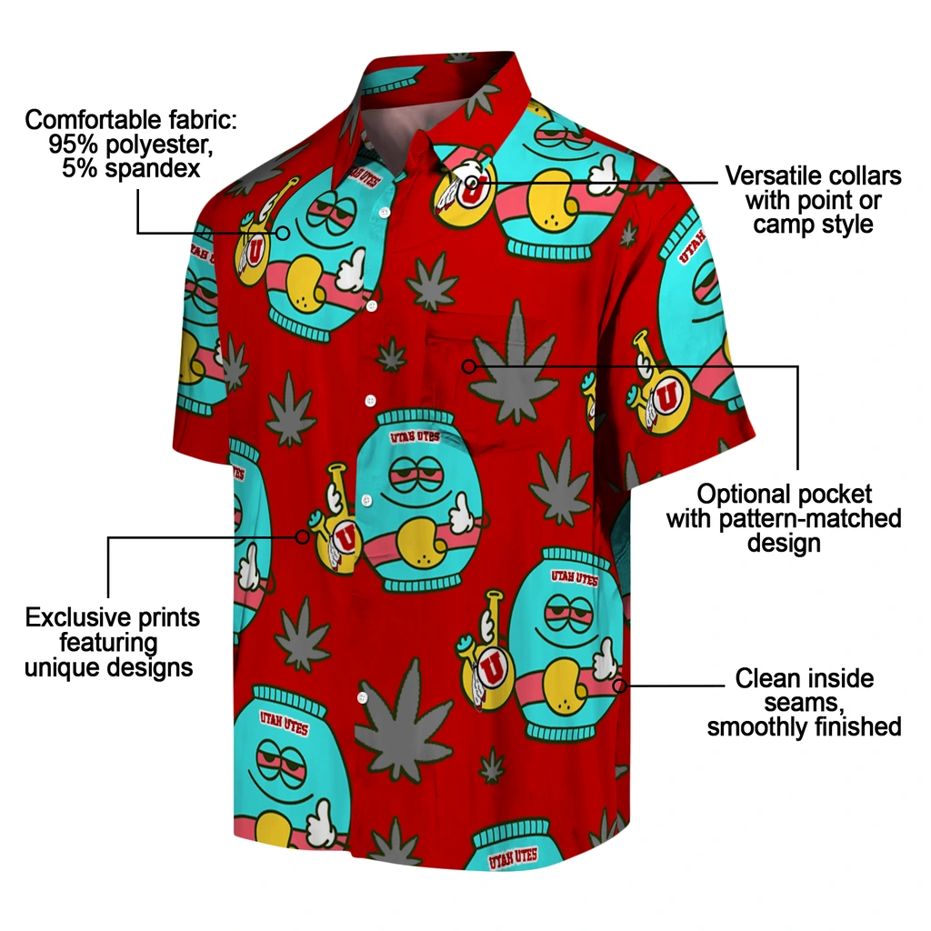 Utah Utes Hawaiian Shirt - Chill Vibe utah utes bong smile red hawaiian shirts new arrival