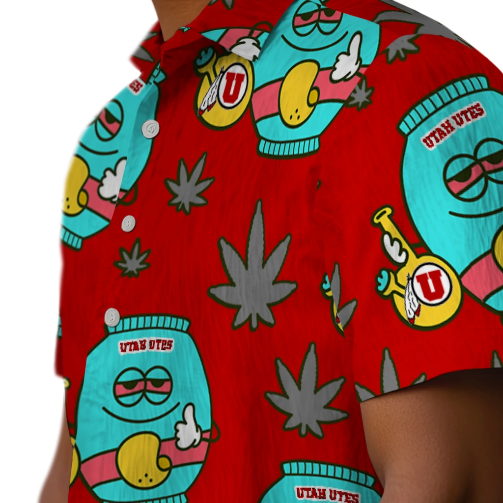 Utah Utes Hawaiian Shirt - Chill Vibe utah utes bong smile red hawaiian shirts trendy
