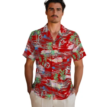 utah utes flamingo retreat red hawaiian shirts fashion forward