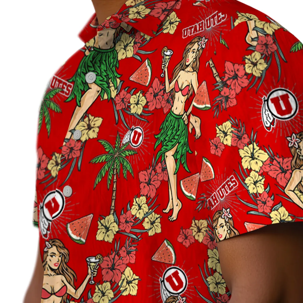 Utah Utes Hawaiian Shirt - Hawaiian Girls Design utah utes hawaiian girls design red hawaiian shirts trendy