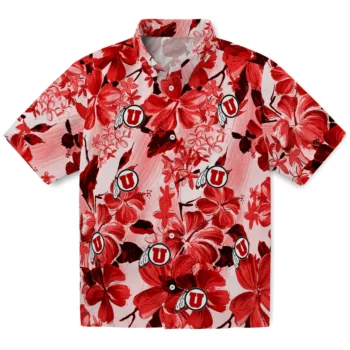 utah utes hibiscus arrangement red hawaiian shirts best selling